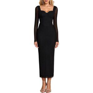 Dress Corset Long Sleeve Formal Black